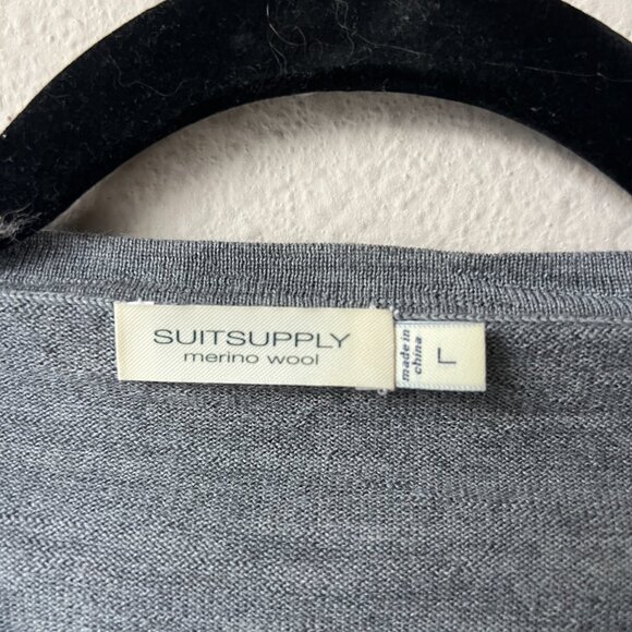 Suit Supply Gray Merino Wool VNeck Sweater Size L - Picture 4 of 4